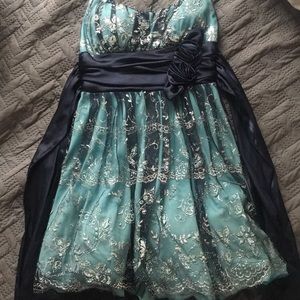 navy and teal dress